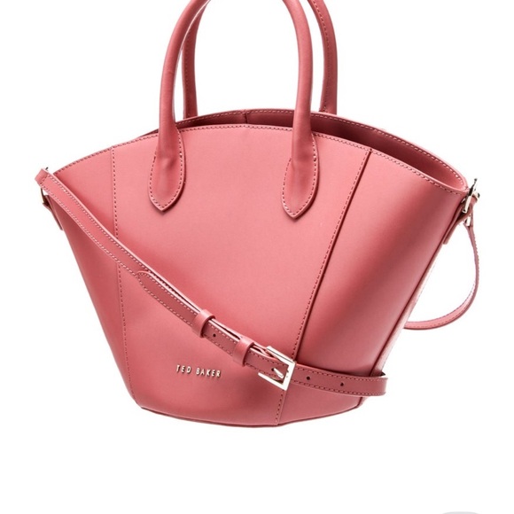 Ted Baker Rose-Pink Structured Leather Tote with Crossbody Strap - Picture 8 of 8